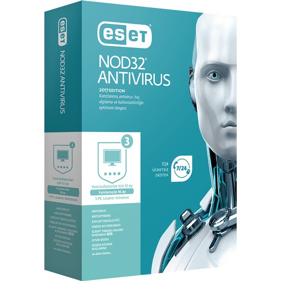 ESET NOD32 ESET Antivirus V10 Kutu - 3 Kullanıcı / 1 Yıl