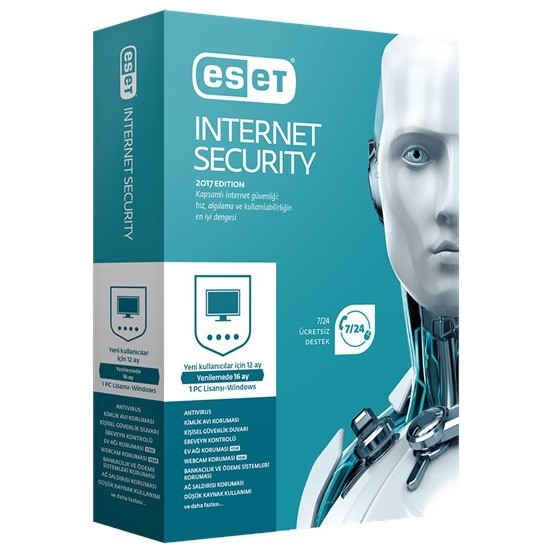 ESET NOD32 ESET Internet Security V10 Kutu-1 Kullanıcı / 1 Yıl